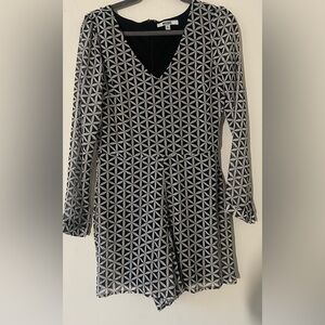 Modbe Black and White Patterned Long Sleeve Romper